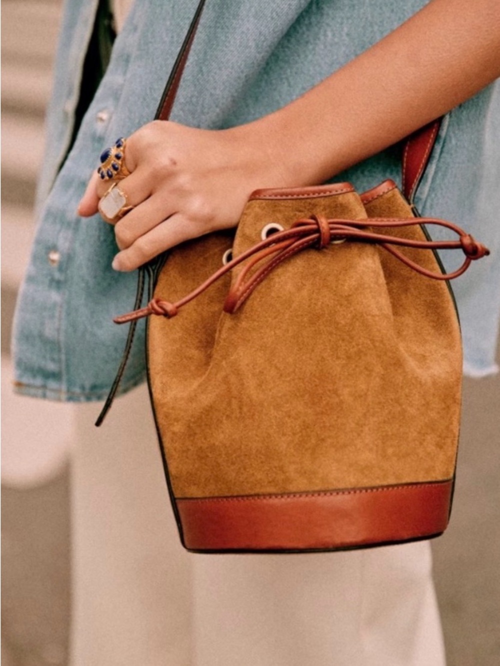 NWT RARE SEZANE MINI Farrow bag in Taupe (brown) suede